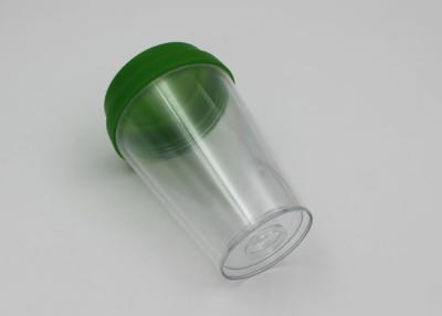 China Reusable Double Wall Clear Plastic Coffee Cups With Lids / Plastic Travel Coffee Mugs for sale
