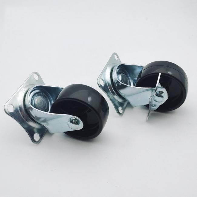 Light Duty 1inch to 3inch Furniture PP Black Swivel with Brake Caster