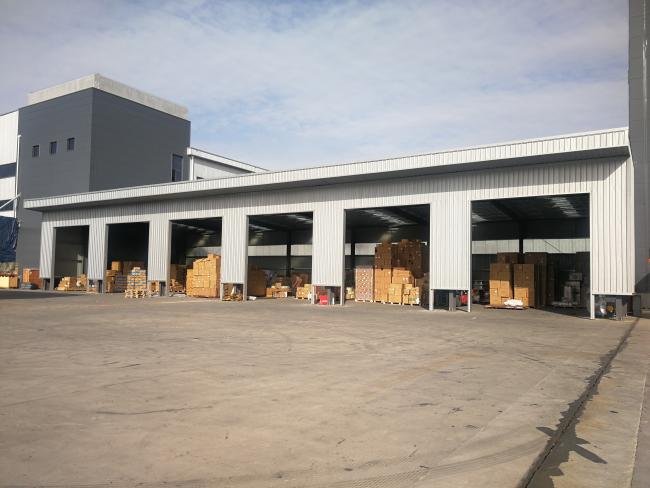 Construction detail of stadium steel structure showing modular components