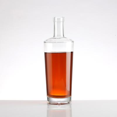 China Super Flint Glass Round Empty Liquor Wine Whisky Vodka Tequila Bottle with Cork Lid for sale