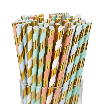 China Gold Foil Jumbo Paper Straws , Eco - Friendly Paper Straws For Restaurants for sale