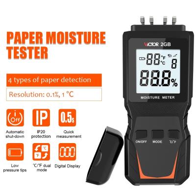China PAPER MOISTURE TESTER VICTOR2GB Portable Tester Meter wood grain Moisture moisture meter 	environment meters for sale