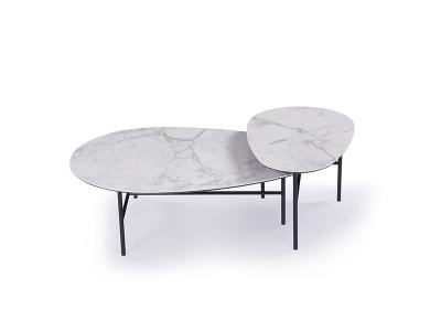 China Modern Edge Side Marble Ceramic Coffee Table 430mm Height Scratch Resistant for sale