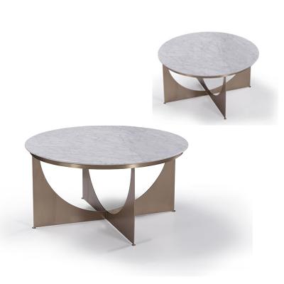China Marble Ceramic Top End Tables , Stainless Steel Base Curved Leg Coffee Table for sale