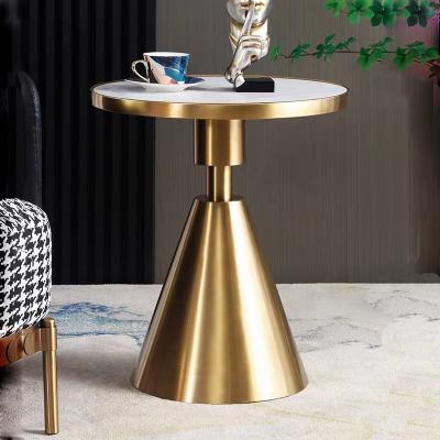 China Marble Cone Nordic Coffee Table Accent Elegant Gold Titanium Base for sale