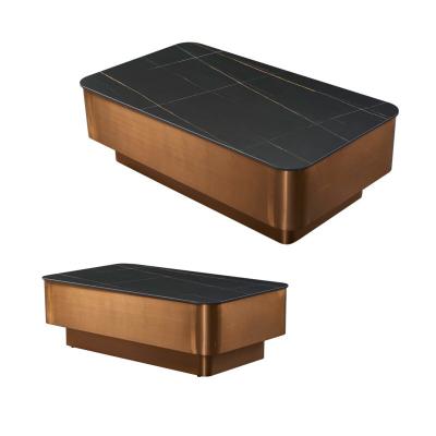 China Elegant  Side Marble Ceramic Coffee Table 450mm Height Rectangular Ceramic for sale