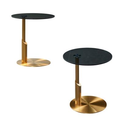 China Glimmering Stainless Steel Glass Side Table , Luxury Stainless Steel Leg Table for sale