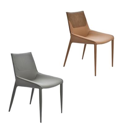 China Spira Twist Metal Base Dining Chairs Leather Modern Style Low Back Type for sale