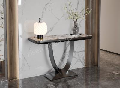 China Oval Insert Marble Top Entryway Table , Hollow Modern Marble Console Table for sale
