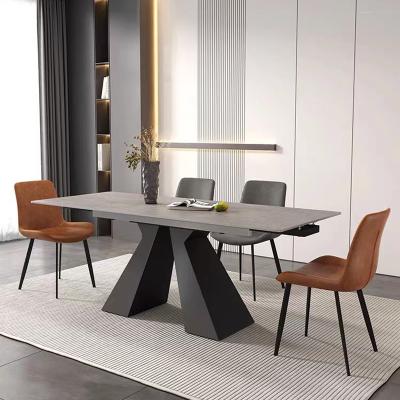 China Rectangular Black Ceramic Extending Dining Table , Marble Metal Base Dining Table for sale