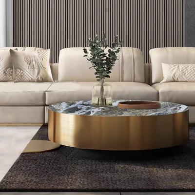 China Opulent Edge Marble Ceramic Coffee Table Brushed Gold 400mm ¢ for sale