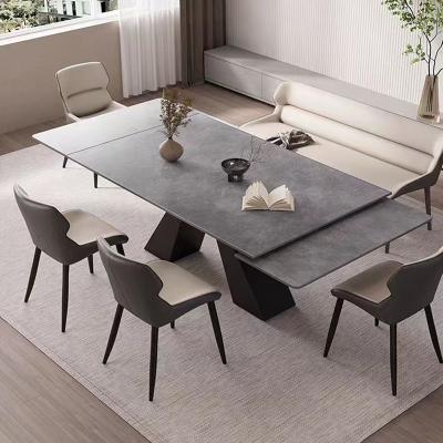 China Contemporary Extendable Dining Room Table Ceramic Marble Top Dining Table With Metal Legs for sale