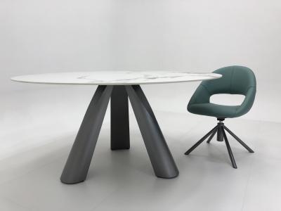Chine Table ronde en marbre avec des jambes en acier inoxydable, table et chaises en marbre à 8 places à vendre