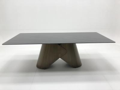 China 2.2 Meter Rectangle Sintered Stone Top Dining Room Table With Stainless Steel Pedestal for sale