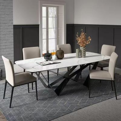 China Italian Luxury Modern Rectangle Dining Table And 6 Chairs Dining Room Set For 6 for sale