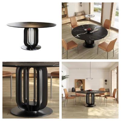 China Foshan Furniture Round Marble Dining Table 6 Person Tables And Chairs For Restaurant for sale