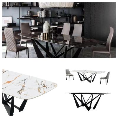 China luxury Italian dinner dining table and chairs modern marble dining room furniture table en venta