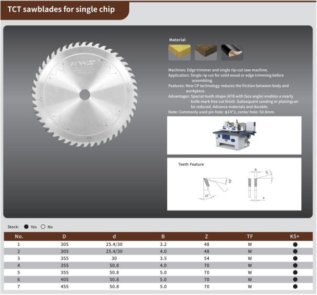 Kws Saw Blade for Single Chip Woodwork Tools