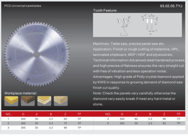 PCD Diamond Universal Saw Blade for Cutting Wood as MDF, Fiber Board, Plywood etc.