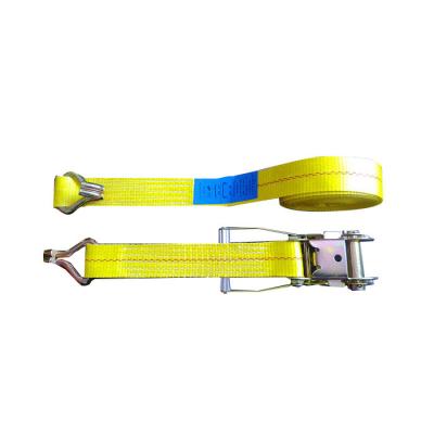 China WLL 3335 LBS Polyester Heavy Duty Ratchet Tie Down Straps With Blue / White Label for sale