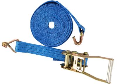 China Lashing Belt Ratchet Tie Down Straps With Hooks Wear Resistant Blue Color for sale
