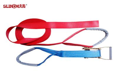 China 50MM Ratchet Tie Down Straps LC2500 DIN EN 12195-2 Corrosion Resistance With Eyes for sale