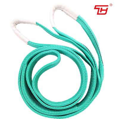 China 60mm Width 2T Green Color 100% Polyester Webbing Sling With Flat Or Becket Eyes for sale