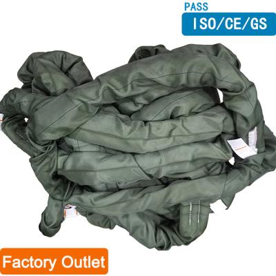 China Heavy Duty Olive Polyester Round Sling Jacket Twill Weave Construction Vertical 68000 LBS for sale