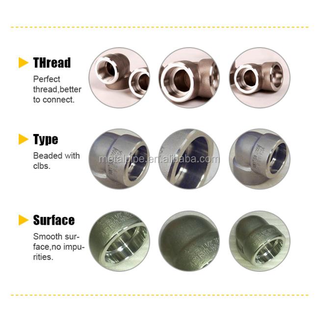Pipe Fitting 90 degree SW/TH 3000LB ASTM A182 F316L ASME B16.11 Stainless Steel 3/4 Thread Elbow