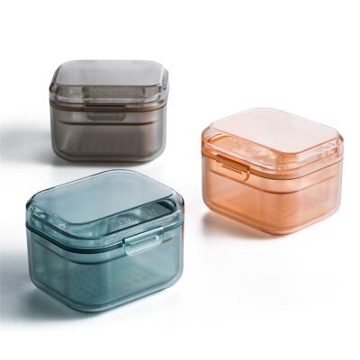 China PC Material Denture Bath Box , Cute Denture Cups With Strainer Basket for sale