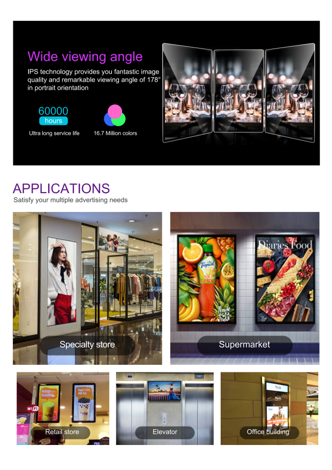 Wall Mount Interactive Touch Screen Digital Signage: Display Effects in Different Scenarios