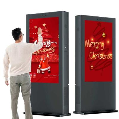 China 55 Inch Interactive Exterior Digital Signage Totem Ultra Bright Waterproof for sale