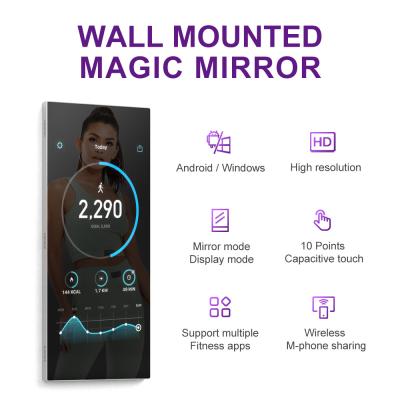 China 65'' Hanging LCD Wall 1080P Smart Exercise Mirror Full Body Dressing Glass for sale
