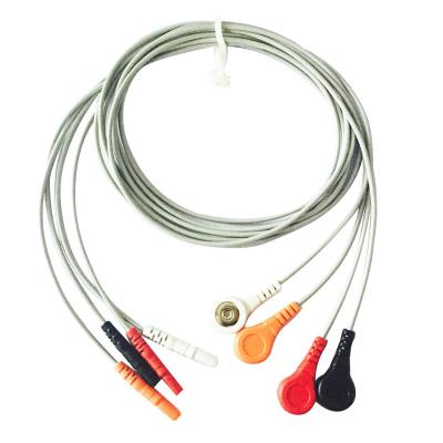 China TPU Jacket Spacelabs ECG Holter Cable 4 Leads Din1.5 Snap Grey Color for sale