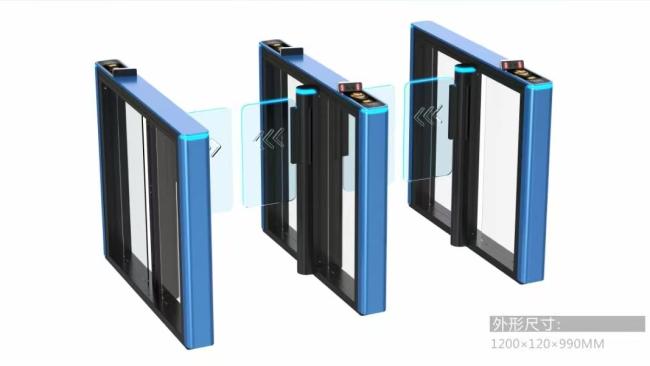 Blue Color Automatic Swing Gate Turnstile 45 PPM With Servo Motor IP Rated Waterproof Outdoor Indoor Use