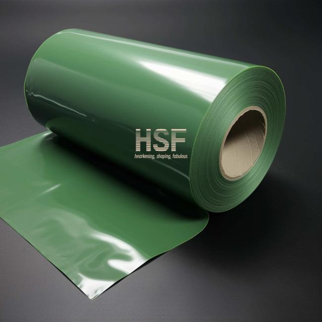 Close-up view of dark green HDPE film texture and color