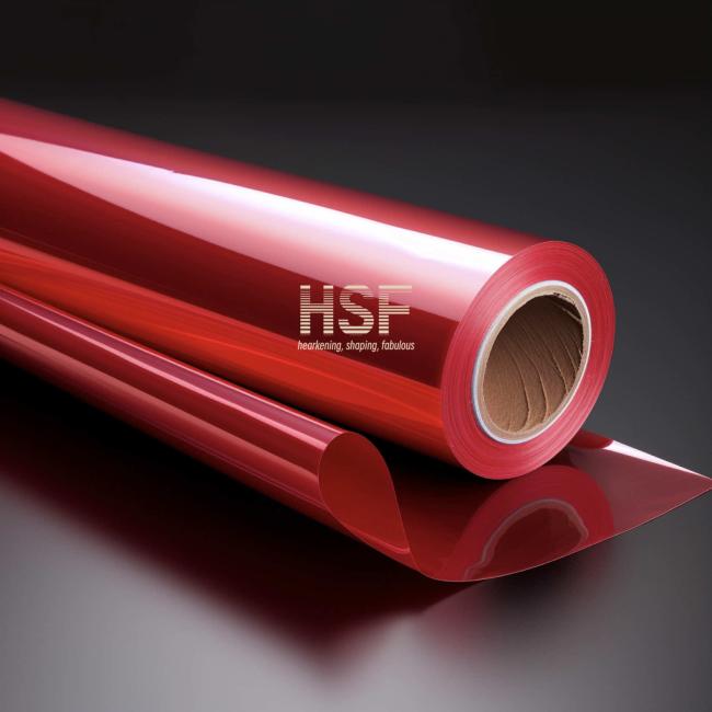 Close-up view of Red Anti-Static PET Film demonstrating thickness and surface characteristics