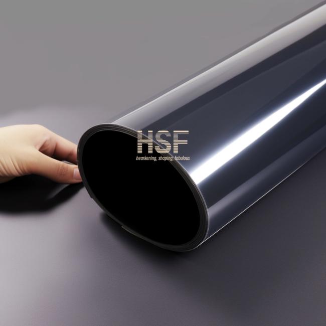 Close-up view of silicone coated PET film surface