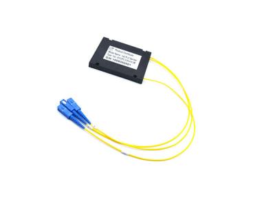 China Plastic ABS Box Plc Splitter Black , FTTB 1X2 PLC Splitter With 2M / 3M Cable for sale