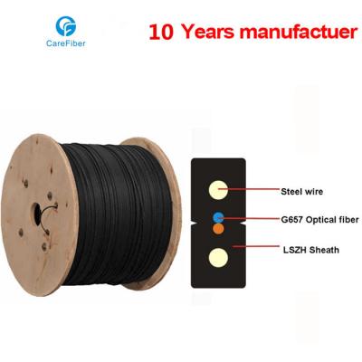 China One Core Indoor Drop Cable Bow-type GJXH Steel Wire Optical Fiber Cable for sale