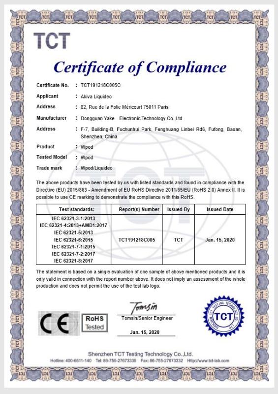 RoHS - Dongguan Yake Electronic Technology Co., Ltd