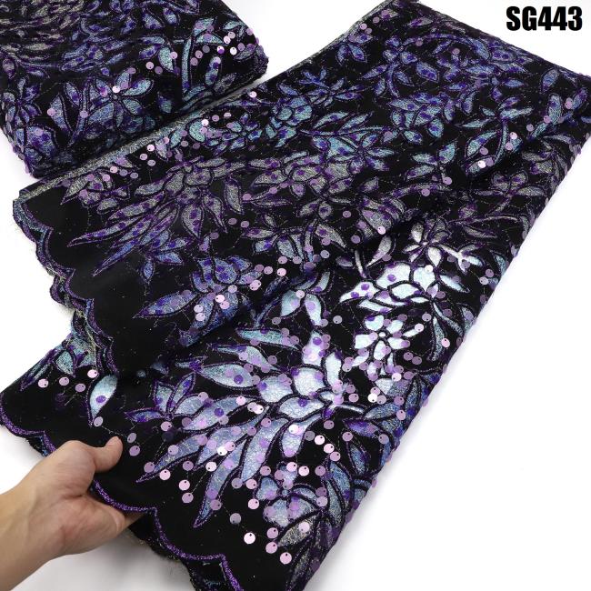 African lace fabric Unique flocking velvet lace Ghana fabric for party