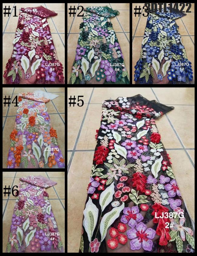 Good quality 3D flowers lace with sequins african lace fabric embroidery fabric for bridal wedding dress french net lace