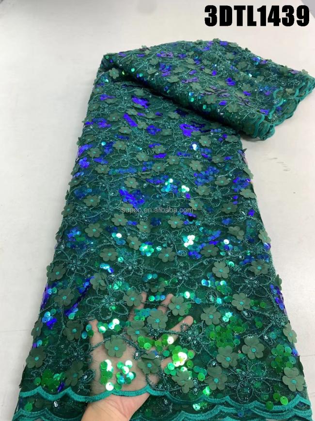 Dubai 3d embroidery lace heavy beaded luxury 3D lace fabric