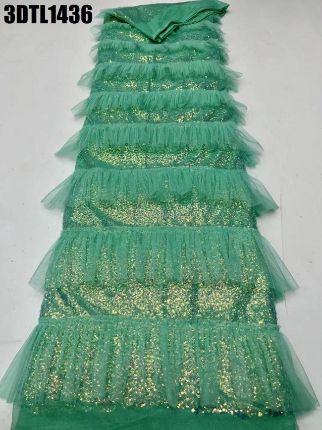 wholesale factory price 3d lace fabric bridal lace textile/ handmade 3d pearl lace for wedding dress