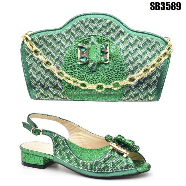 Latest fashion good quality high heels sandals and purses bag set Italian bag to match shoes for women party shoes set