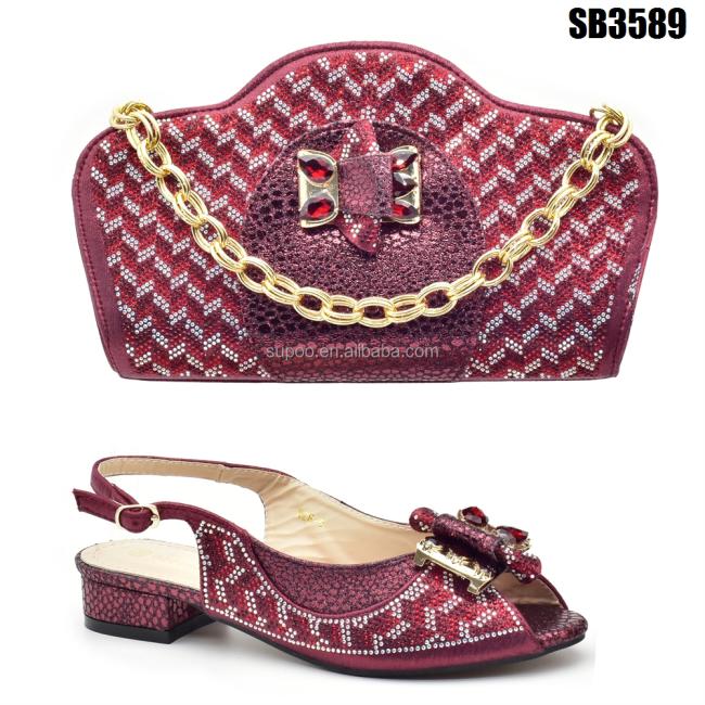 Latest fashion good quality high heels sandals and purses bag set Italian bag to match shoes for women party shoes set