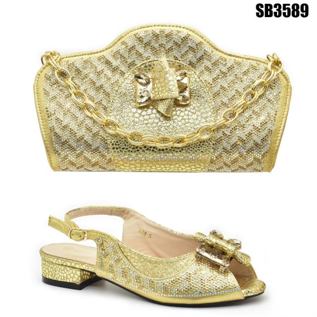 Latest fashion good quality high heels sandals and purses bag set Italian bag to match shoes for women party shoes set