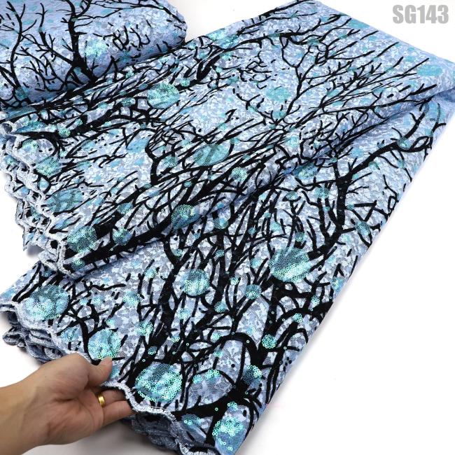 New arrival Unique shiny flocking velvet lace with sequins Senegal dress Ghana fabric african lace wedding dress abaya fabric