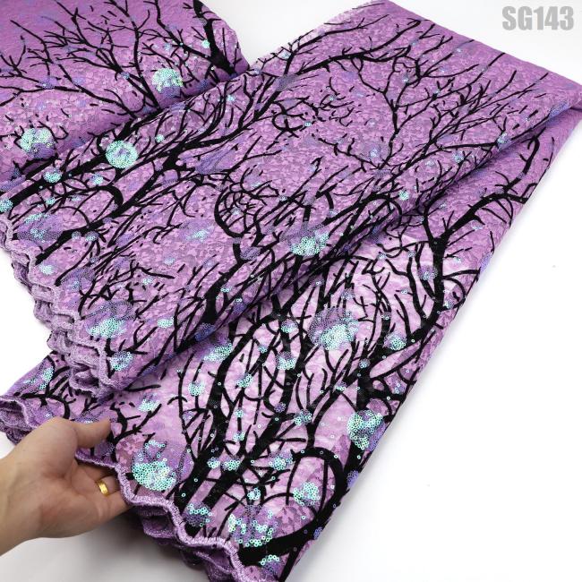 New arrival Unique shiny flocking velvet lace with sequins Senegal dress Ghana fabric african lace wedding dress abaya fabric